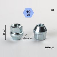 Kolová matice M12x1,25 dosedací plocha kužel 
