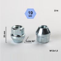 Kolová matice M12x1,5, otevřená, dosedací plocha kužel 