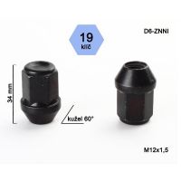 Kolová matice M12x1,5 uzavřená (černá), dosedací plocha kužel 
