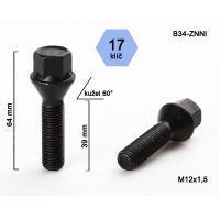 Kolový šroub M12x1,5x39, dosedací plocha kužel (černý) 