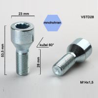 Kolový šroub M14x1,5x28, dosedací plocha kužel, s vnitřním mnohohranem 