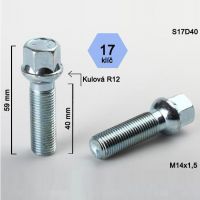 Kolový šroub M14x1,5x40, dosedací plocha koule 