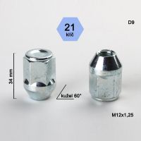 Matice M12x1,25 kužel, zavřená, klíč 21; výška 34 