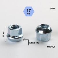 Matice M12x1,5 koule R12 otevřená, klíč 17, výška 18 