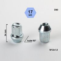 Matice M12x1,5 kužel, zavřená, klíč 17; výška 34  