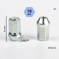 Matice M12x1,5 kužel zavřená prodloužená, klíč 19; výška 41 