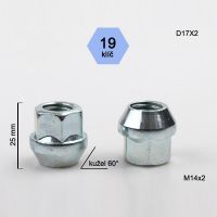 Matice M14x2 kužel otevřená, klíč 19; výška 25  