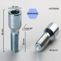 Šroub M14x1,5x55 kužel s vnitřním mnohohranem, průměr hlavy 20mm, výška 80  