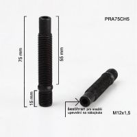 Šteft (svorník) M12x1,5x55+15 oboustranný závit, černý, celková délka 75 